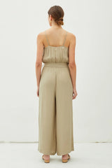 TIE BELT WIDE LEG CAMI JUMPSUIT