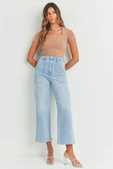 THE CARGO PATCH POCKET WIDE LEG DENIM JEANS