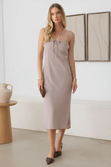 POLKA DOT SPAGHETTI STRAP MIDI DRESS
