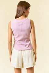 RIBBED ROUND NECK EXPOSED SEAMING TANK