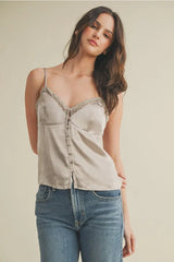 LACE V NECK CAMI TOP