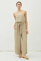 TIE BELT WIDE LEG CAMI JUMPSUIT
