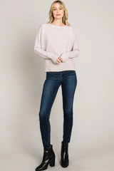 SOFT MIXED TEXTURE SWEETHEART FINE GAUGE PULLOVER DOLMAN