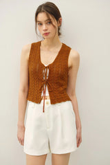 WAVY KNIT TIE FASTENING VEST