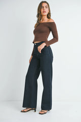 HIGH RISE RELAXED WIDE LEG DENIM JEANS