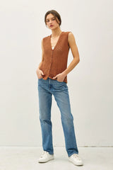 BUTTON UP V-NECK TANK