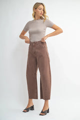 THE SEAMED BARREL WIDE LEG DENIM JEANS
