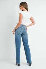 HIGH RISE LONGER LENGTH STRAIGHT TALL DENIM JEANS
