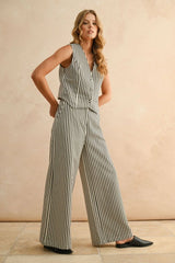STRIPED BUTTON FRONT VEST