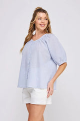 STRIPED SHORT SLEEVE BLOUSE