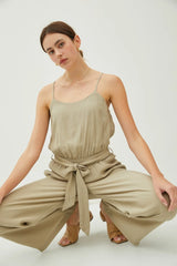 TIE BELT WIDE LEG CAMI JUMPSUIT