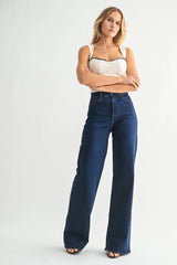 HIGH RISE WIDE LEG PALAZZO JEAN DENIM