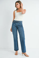 HIGH RISE RELAXED FIT STRAIGHT LEG JEANS