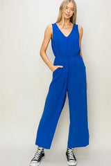 SLEEVELESS LINEN JUMPSUIT