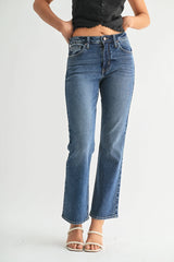 HIGH RISE SLIM CROPPED BOOTCUT DENIM JEANS