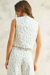 FLORAL PRINT VEST WITH TIE FRONT