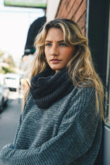 KNIT INFINITY SCARF WITH FAUX SHERPA LINING