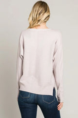 SOFT MIXED TEXTURE SWEETHEART FINE GAUGE PULLOVER DOLMAN