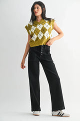 BUTTON DOWN SLIM WIDE LEG DENIM