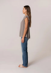 SHORT SLEEVE BUTTON FRONT TOP