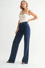 HIGH RISE WIDE LEG PALAZZO JEAN DENIM