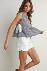 SKY MEADOW PEPLUM BLOUSE