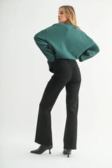 MINI PATCH POCKET FLARE JEANS
