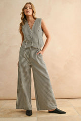 STRIPED BUTTON FRONT VEST