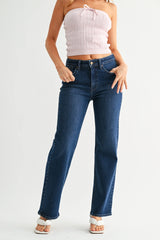 MID RISE STRAIGHT LEG DENIM JEAN