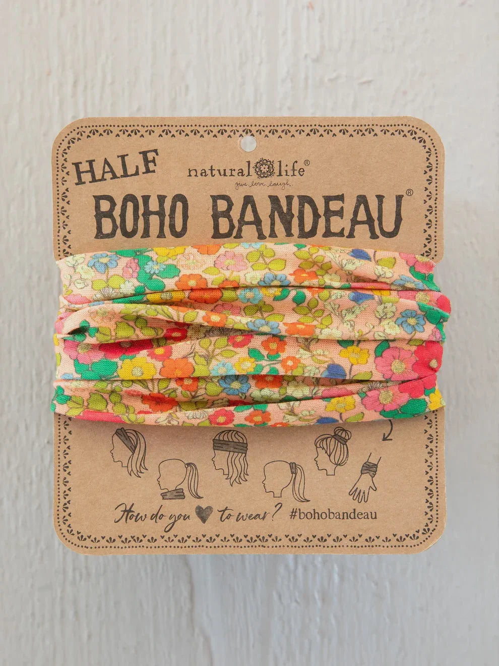 HALF BOHO BANDEAU HEADBAND - VINTAGE GARDEN PEACH