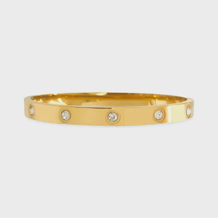 WATER RESISTANT CUBIC ZIRCONIA GOLD BANGLE
