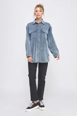 COLLARED BUTTON-DOWN CORDUROY SHACKET