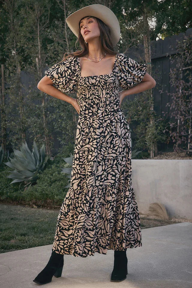 EVRA MAXI RAYON RUFFLE DRESS