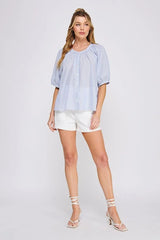 STRIPED SHORT SLEEVE BLOUSE