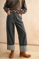 CUFFED BOTTOM WASH DENIM