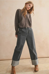 CUFFED BOTTOM WASH DENIM