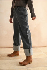 CUFFED BOTTOM WASH DENIM