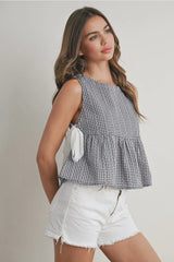 SKY MEADOW PEPLUM BLOUSE