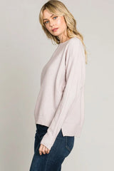 SOFT MIXED TEXTURE SWEETHEART FINE GAUGE PULLOVER DOLMAN