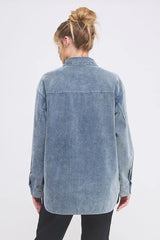 COLLARED BUTTON-DOWN CORDUROY SHACKET