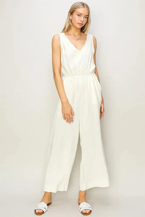 SLEEVELESS LINEN JUMPSUIT