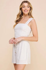PINSTRIPED SOFT LINEN CROPPED BUSTIER TANK