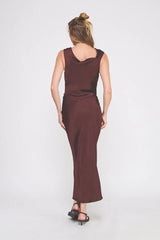DRAPED SLEEVELESS MIDI DRESS