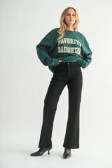 MINI PATCH POCKET FLARE JEANS