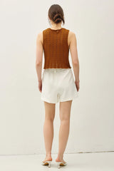 WAVY KNIT TIE FASTENING VEST