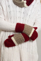 ULTRA SOFT MOHAIR WIDE STRIPE WARM MITTENS