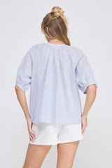 STRIPED SHORT SLEEVE BLOUSE