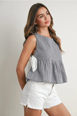 SKY MEADOW PEPLUM BLOUSE