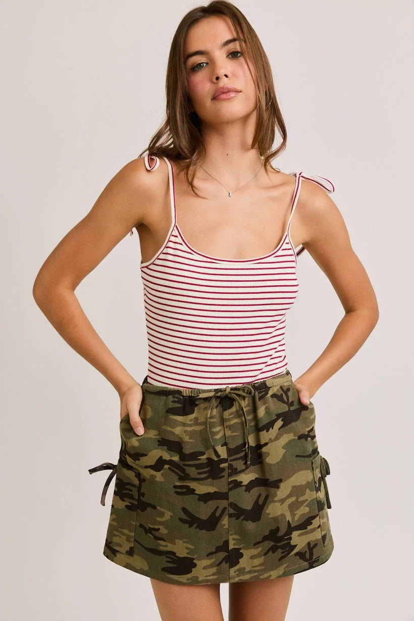 SHOULDER TIE SPAGHETTI BODYSUIT