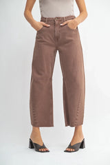 THE SEAMED BARREL WIDE LEG DENIM JEANS